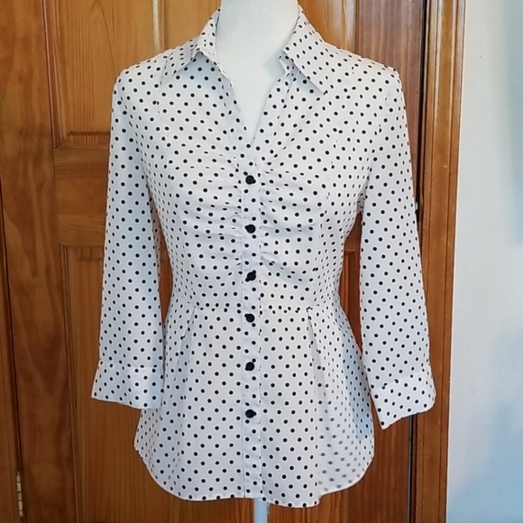 Spense Tops - 5 for $15 Spence Polka Dot Ruched Front Blouse